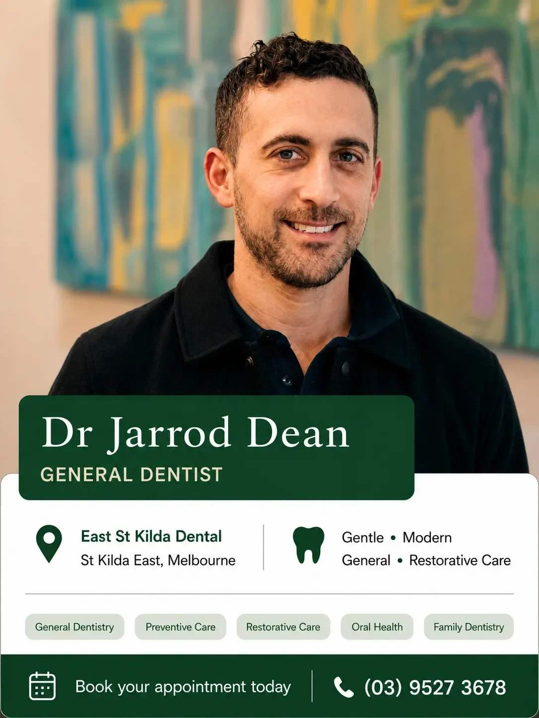 Dr Jarrod Dean, Dentist at East St Kilda Dental